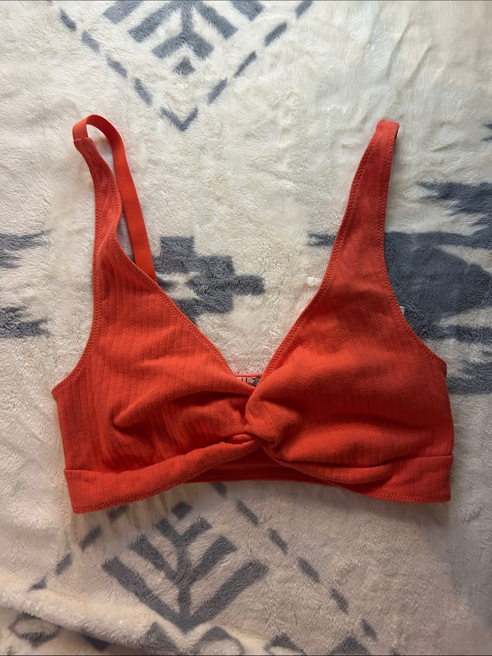 Free People Ribbed Twist-Front Bralette in Orange
